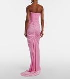 Alex Perry Ruched velvet bustier gown
