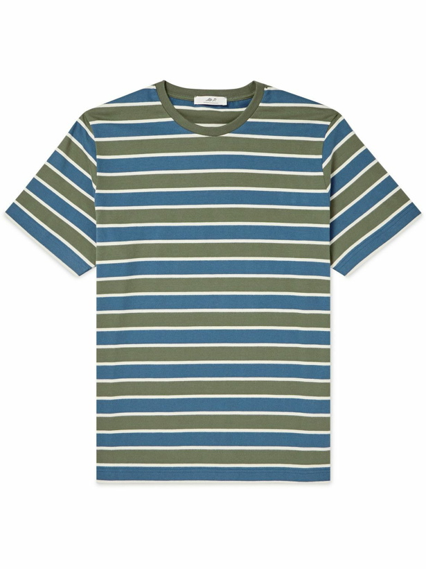 Photo: Mr P. - Striped Cotton-Jersey T-Shirt - Blue