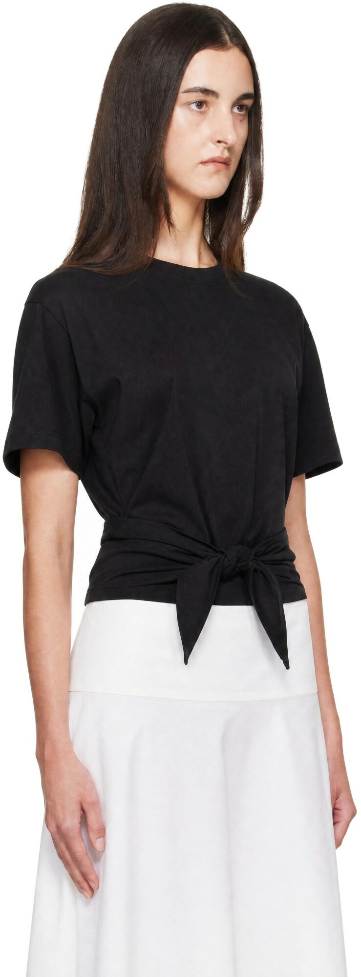 St. Agni Black Cotton Jersey Split Back Top