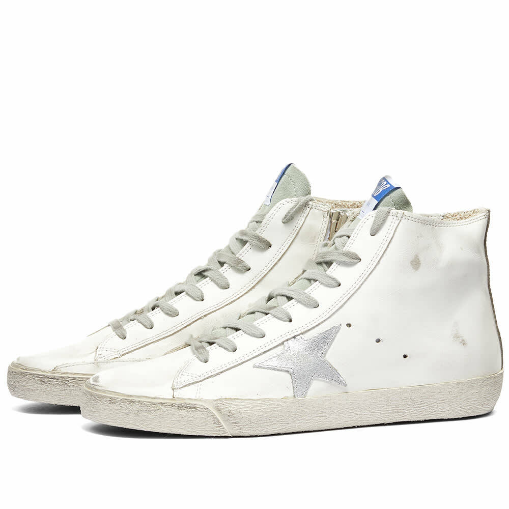 Golden Goose Women's Francy Leather Hi-Top Sneakers in White/Silver ...