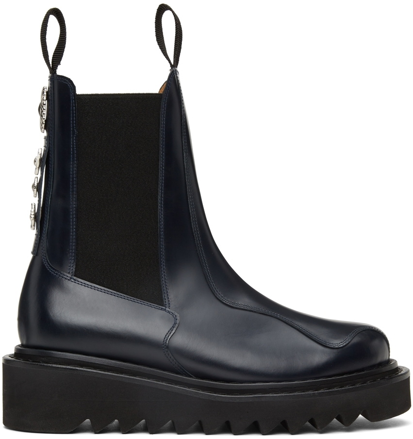 Toga Virilis Navy Polished Leather Chelsea Boots Toga Virilis