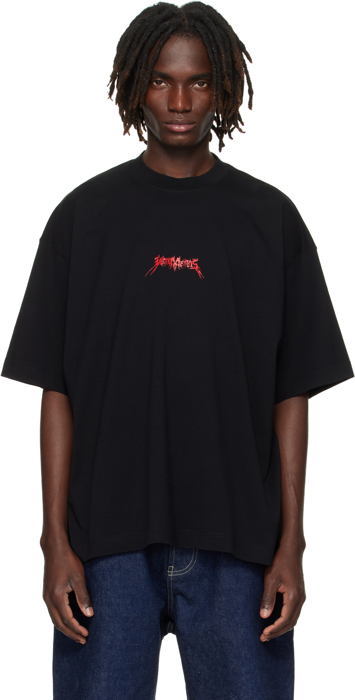 Tシャツ・カットソー Vetements DOUBLE ANARCHY LONG SLEEVE T-SHIRT Vetements Men's Double Anarchy Long Sleeve T-Shirt in Black