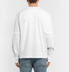 Sacai - Dr. Woo Embroidered Poplin-Panelled Cotton-Jersey T-Shirt - White