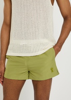 Ami Paris Logo-appliquéd Woven Swim Shorts Light Green