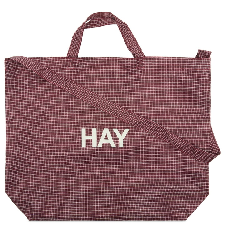 Photo: HAY Grid Crossover Bag - Medium in Burgundy 