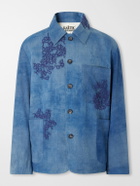 Kartik Research - Embroidered Cotton Chore Jacket - Blue