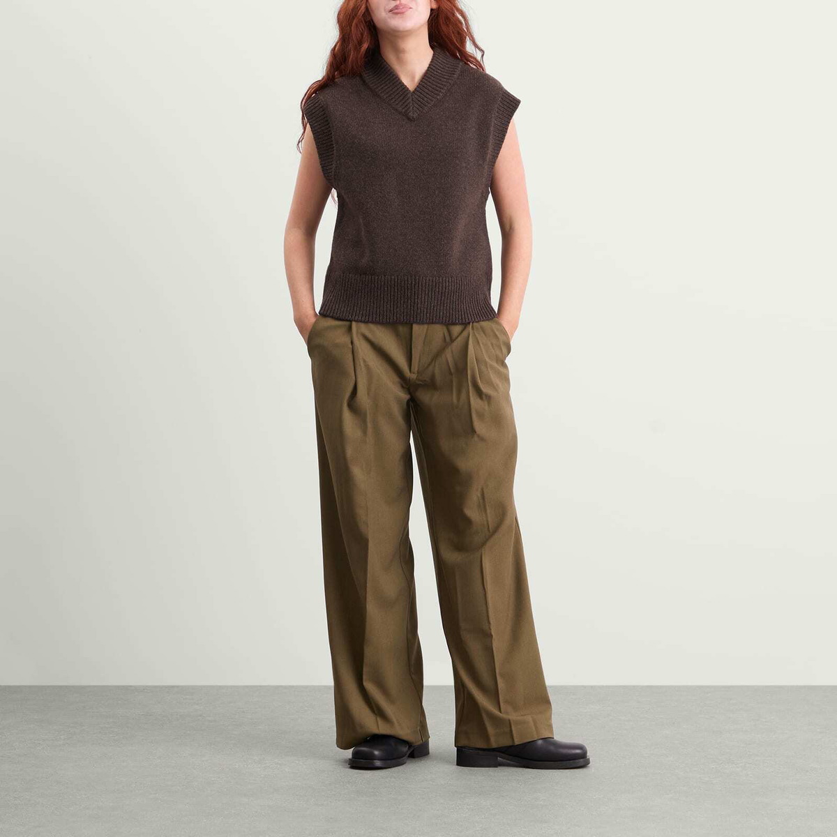 SIR. Women's Sartoria Belted Trouser in Chocolate Marle
