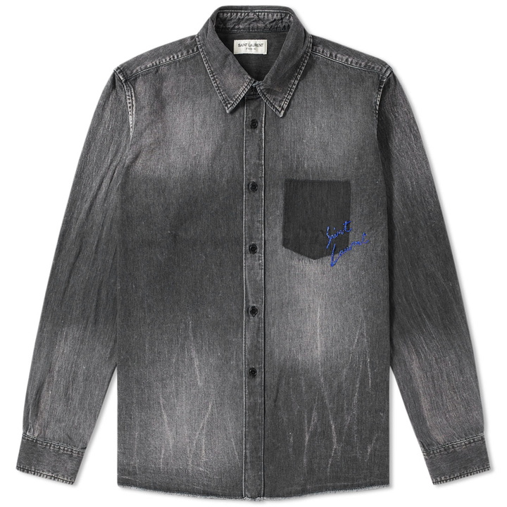 Photo: Saint Laurent Signature Script Denim Shirt