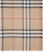 Burberry Beige Wide Check Wool Silk Scarf
