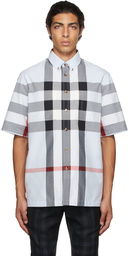 Burberry Blue Cotton Check Short Sleeve Shirt