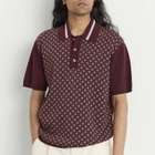Drôle de Monsieur Men's Jacquard Polo Shirt in Dark Red