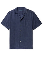 Frescobol Carioca - Angelo Camp-Collar Linen Shirt - Blue