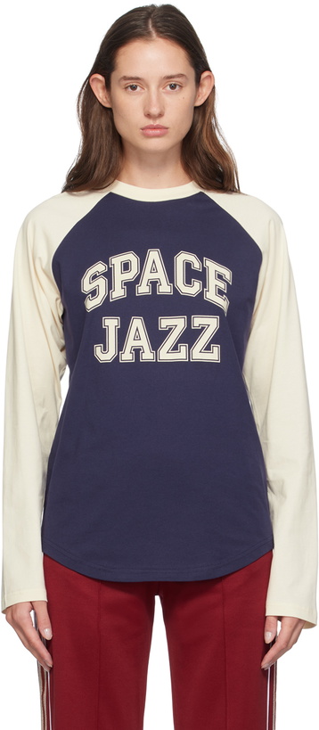 Photo: Wales Bonner Navy & Off-White 'Space' Long Sleeve T-Shirt