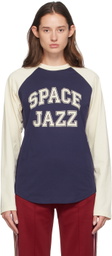 Wales Bonner Navy & Off-White 'Space' Long Sleeve T-Shirt