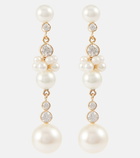 Sophie Bille Brahe - Rêve de Tulipe 14kt gold earrings with diamonds and pearls