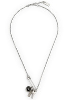 Marc Jacobs Button Charm Silver-plated Necklace - Black And Silver - One Size
