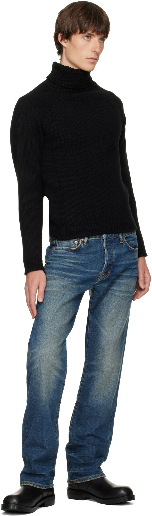 TOM FORD Black Wool Cashmere Mohair Roll Neck Sweater TOM FORD