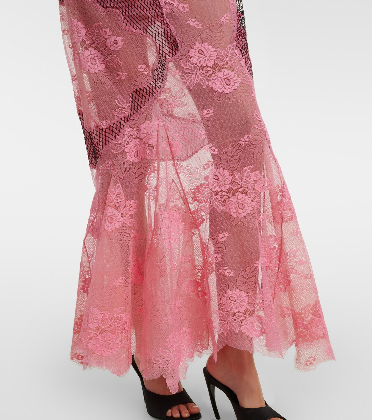 The Attico Sheer lace and mesh maxi dress