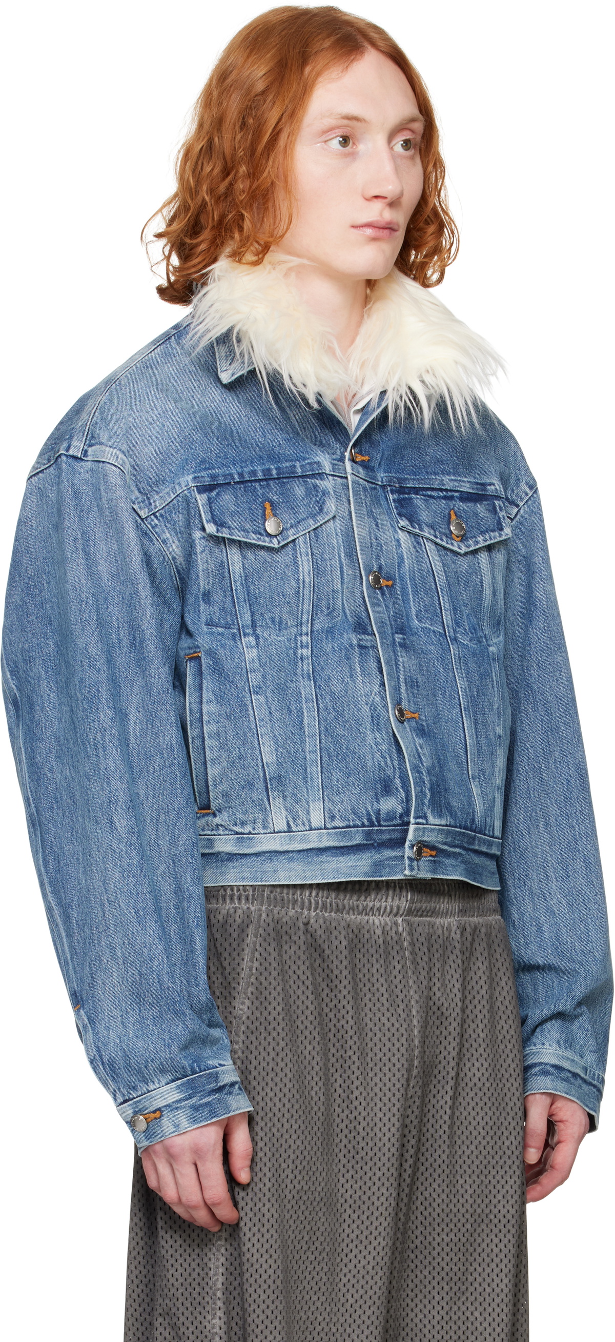 Alexander Wang Blue Rounded Trucker Denim Jacket