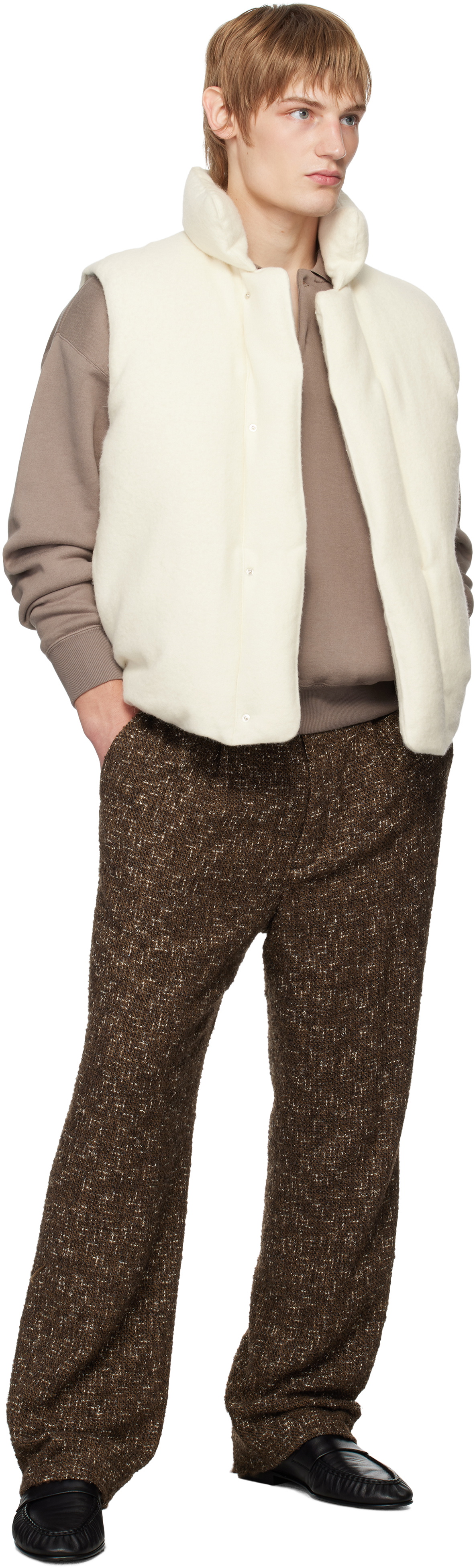 AURALEE Off-White Brushed Alpaca Wool Down Vest Auralee