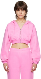 Danielle Guizio Pink Cropped Hoodie