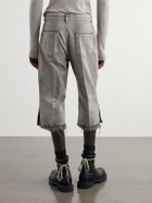 Rick Owens - Bolan Straight-Leg Frayed Denim Shorts - Gray