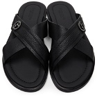 Giorgio Armani Black Pebbled Plaited Sandals