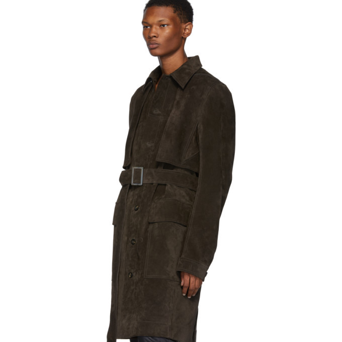 Rick Owens Brown Suede Trench Coat Rick Owens