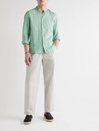Altea - Brent Grandad-Collar Linen Shirt - Blue