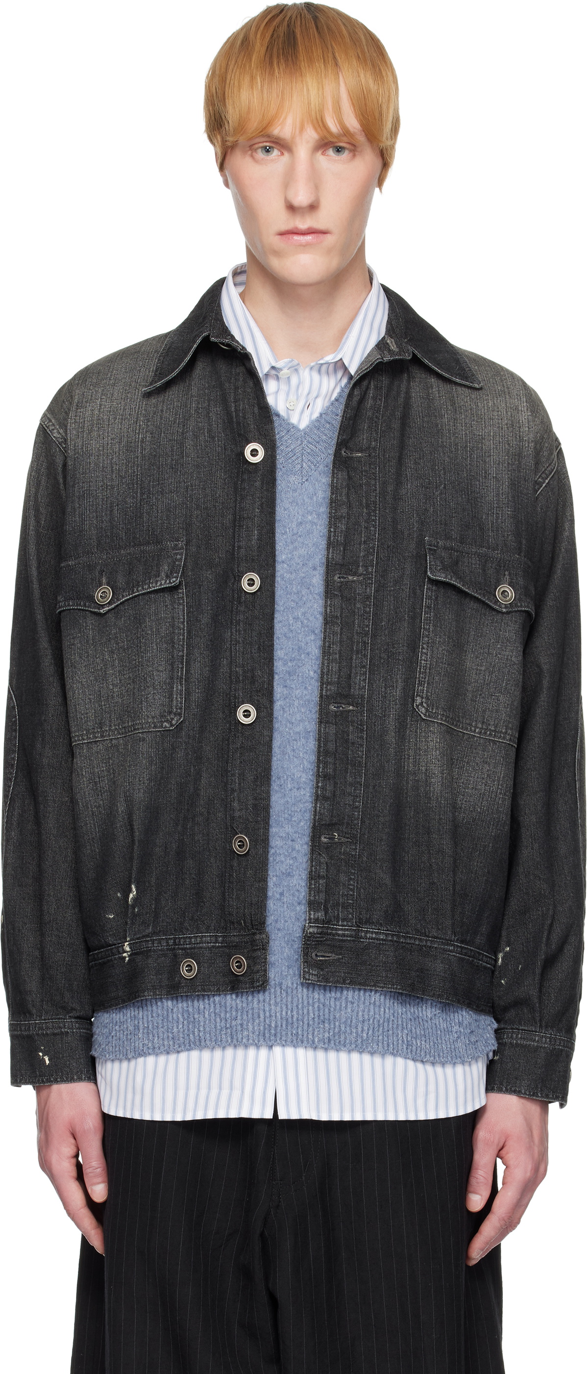 Maison Margiela White Denim Marble Wash Jacket Maison Margiela