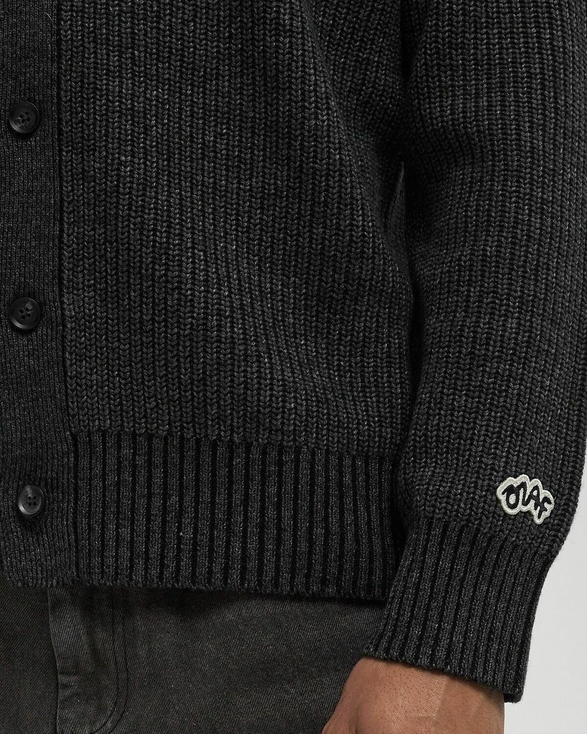 ØLÅF KNITTED RIBBED CARDIGAN Grey Mens Zippers & Cardigan