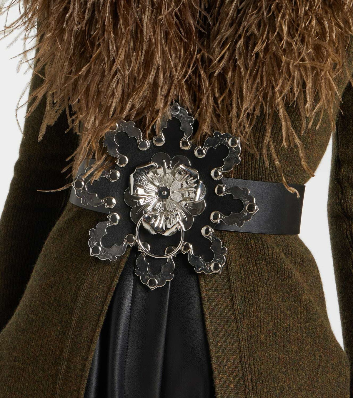 Blumarine Floral leather belt