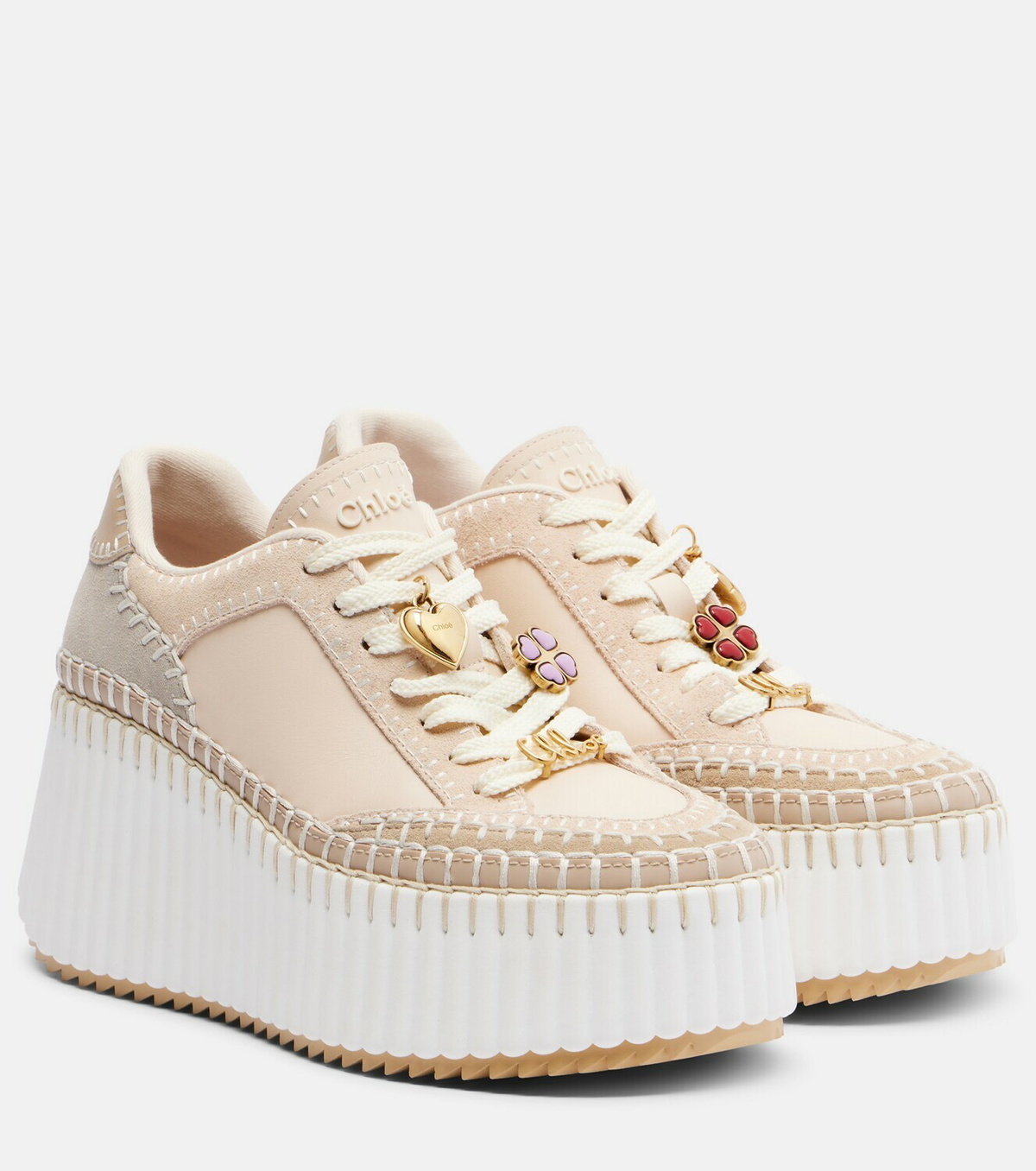 Chloé Nama suede and leather platform sneakers