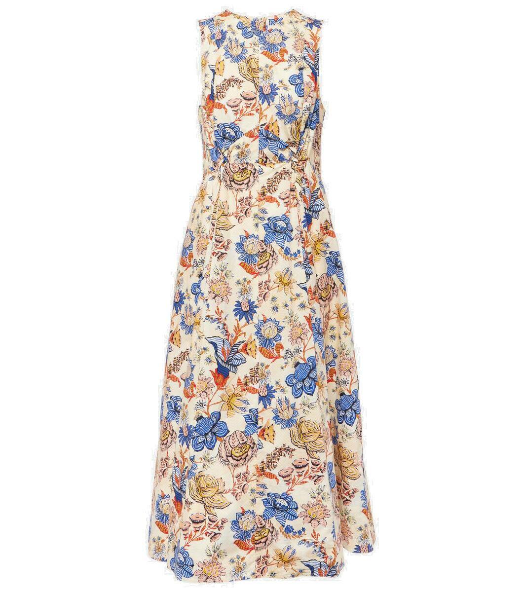 Multicolor Floral Cotton Midi Dress | Tiered Design | For Women