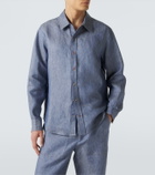 God's True Cashmere Linen denim shirt with carnelian