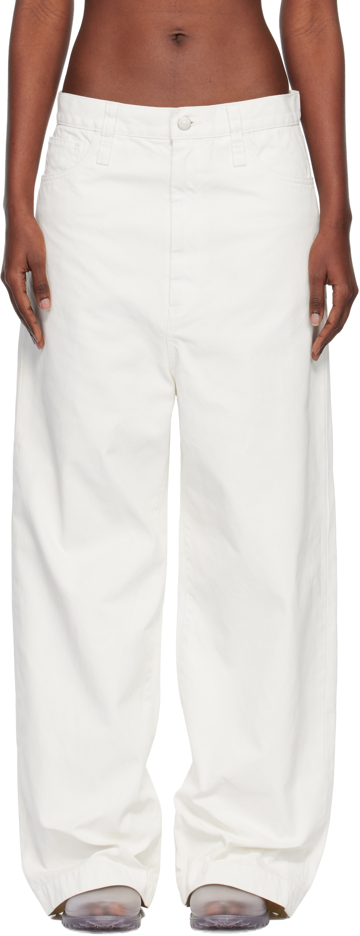 ISSEY MIYAKE White Sculptural Jeans