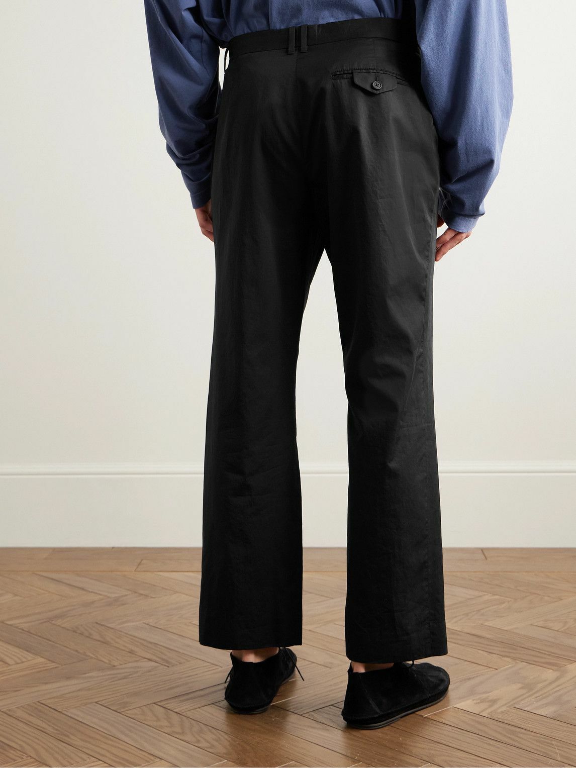 The Row - Lerio Straight-Leg Cotton-Poplin Suit Trousers - Black