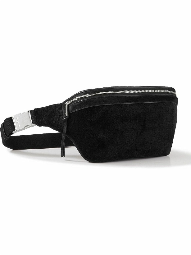 Photo: SAINT LAURENT - Leather-Trimmed Monogrammed Velvet Belt Bag