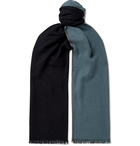 Loro Piana - Fringed Colour-Block Baby Cashmere Scarf - Blue