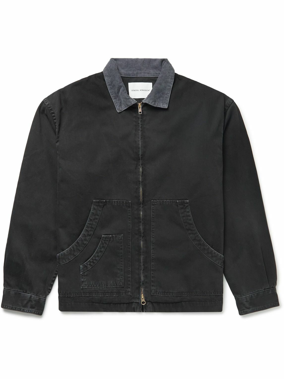 GENERAL ADMISSION - Corduroy-Trimmed Herringbone Cotton Jacket - Black ...