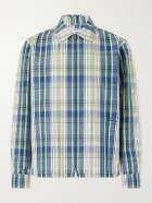 Burberry - Logo-Embroidered Checked Cotton and Linen-Blend Jacket - Blue