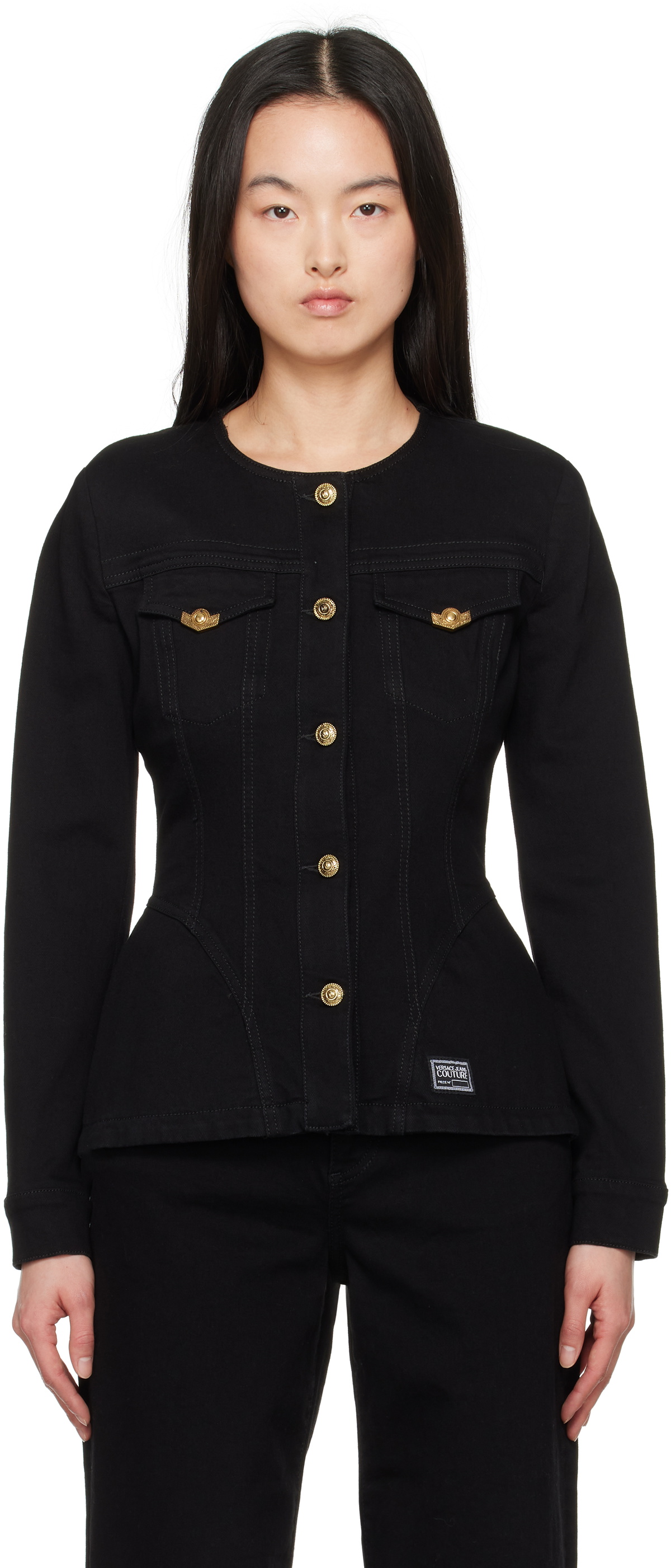 ジャケット・アウター VERSACE JEANS COUTURE Black Denim Jacket Denim Blouson Jacket | VERSACE US