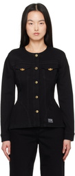 Versace Jeans Couture Black Fitted Denim Jacket