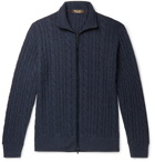 Loro Piana - Cable-Knit Baby Cashmere Zip-Up Sweater - Blue