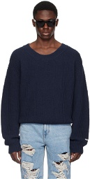 Recto Navy Jacquard Patch Sweater