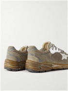 Golden Goose - Running Dad Distressed Neoprene and Leather-Trimmed Mesh and Suede Sneakers - Brown