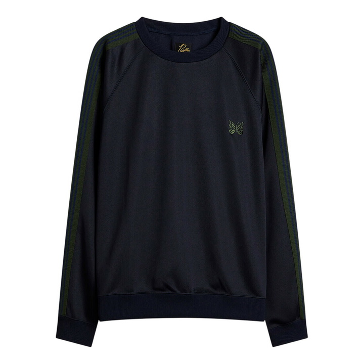 Photo: Needles Men's Poly Smooth Crew Neck Sweatshirt in Navy