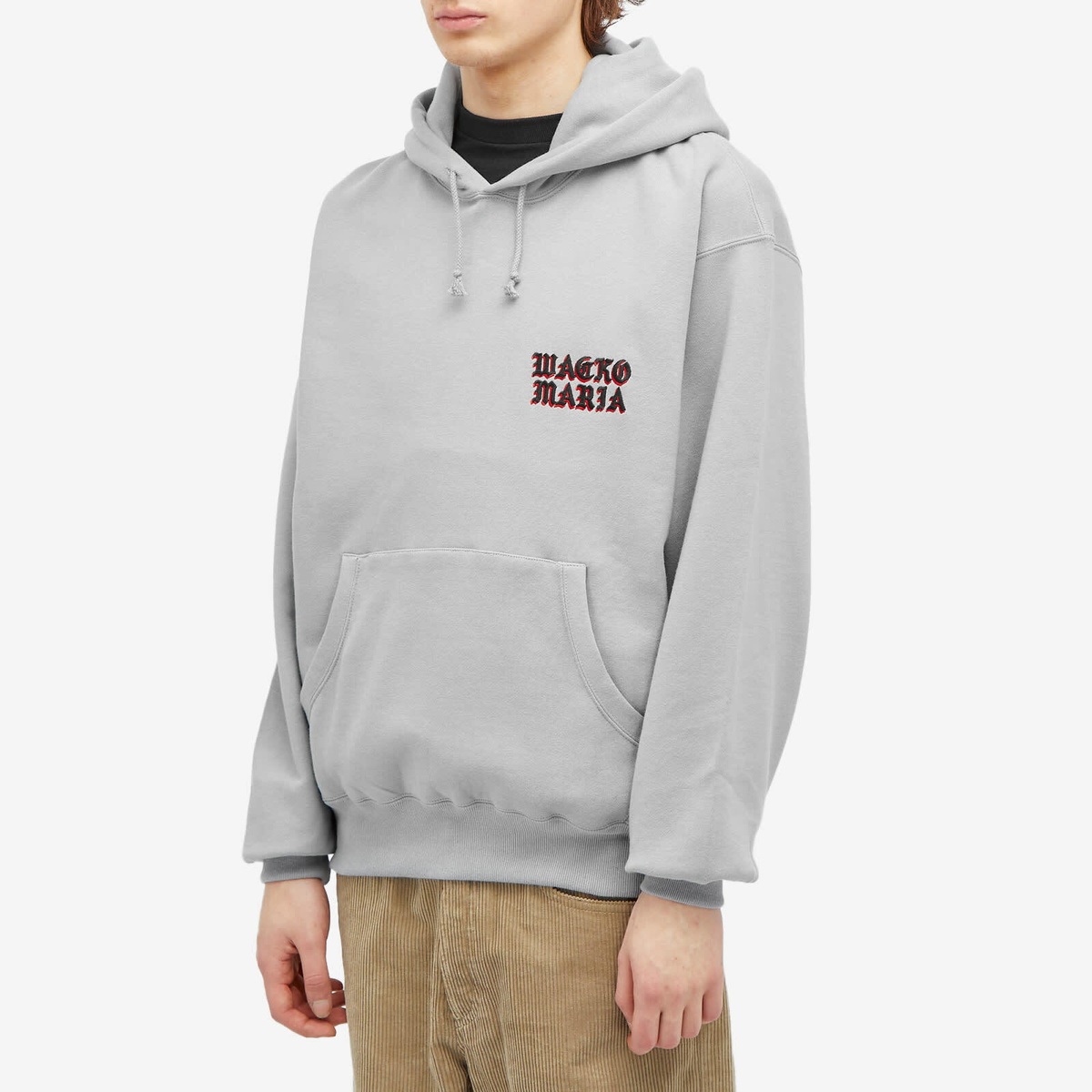 ハンサム度がアップする【Wacko Maria】Logo Hoodie Wacko Maria Men's Embroidered Gothic Logo Hoodie in Black