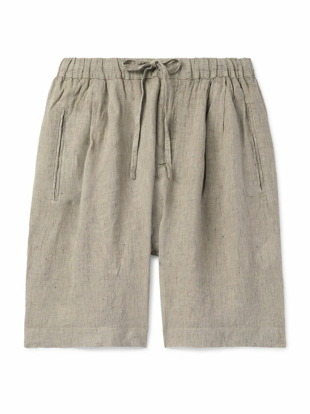 Photo: Massimo Alba - Kevin Straight-Leg Pleated Linen Drawstring Shorts - Neutrals