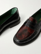 VINNY's - Yardee Snake-Effect Patent-Leather Loafers - Burgundy